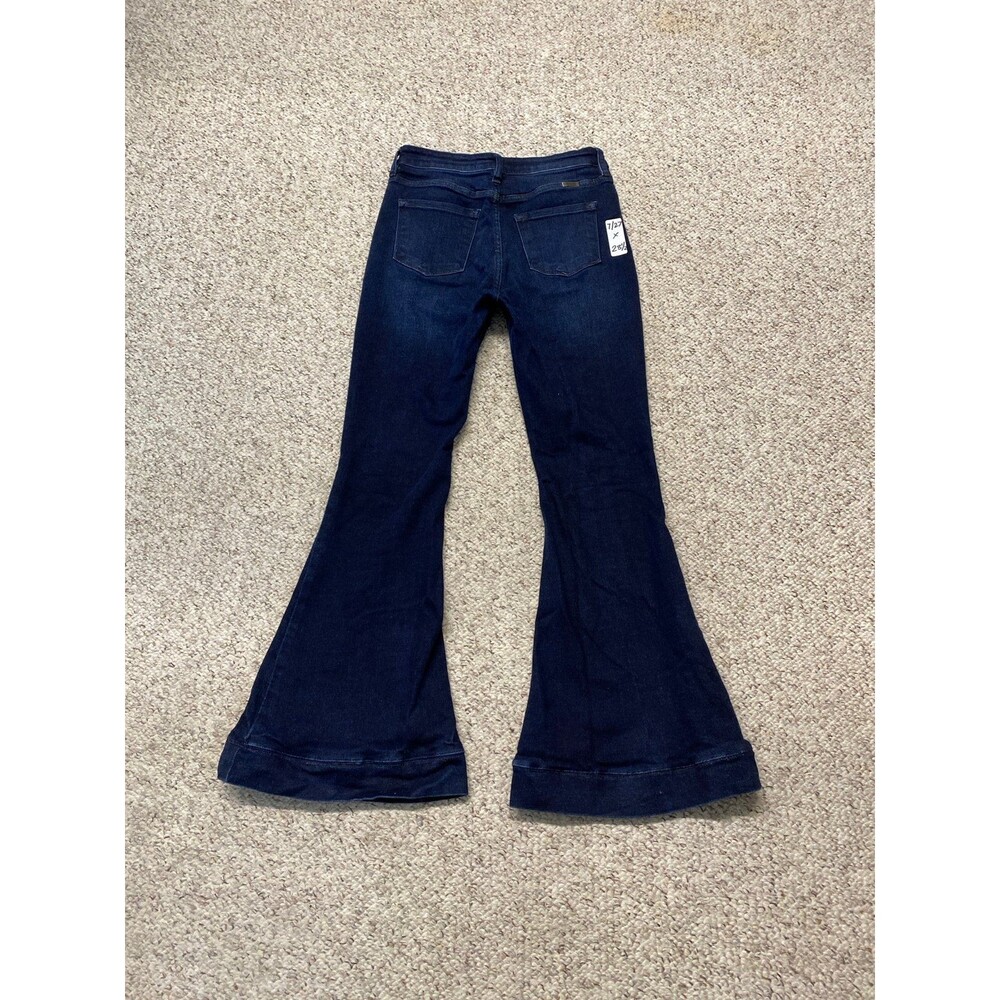 Kancan Button Fly High-rise Super Flare Bell Bottom Retro Dark Wash Jeans 7/27 - Picture 5 of 6
